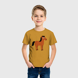 Футболка хлопковая детская Забавная лошадь, цвет: горчичный — фото 2