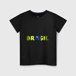 Футболка хлопковая детская BRASIL 2014, цвет: черный