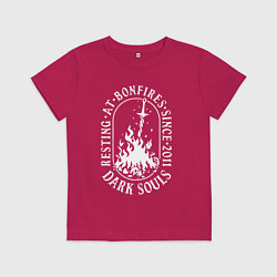 Футболка хлопковая детская Dark Souls костер, цвет: маджента