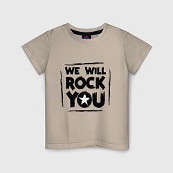 Футболка хлопковая детская We rock you, цвет: миндальный