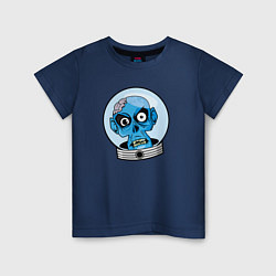 Футболка хлопковая детская Череп инопланетянина, цвет: тёмно-синий