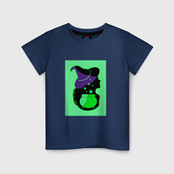 Футболка хлопковая детская Девушка ведьма и котел с зельем, цвет: тёмно-синий