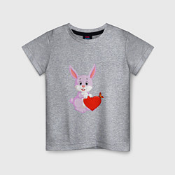 Футболка хлопковая детская Кролик с сердцем, цвет: меланж
