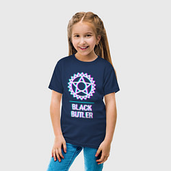 Футболка хлопковая детская Символ Black Butler в стиле glitch, цвет: тёмно-синий — фото 2
