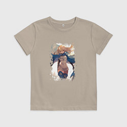 Футболка хлопковая детская Айз Валленштайн арт, цвет: миндальный