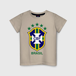 Футболка хлопковая детская Brasil CBF, цвет: миндальный