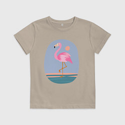 Футболка хлопковая детская Фламинго, цвет: миндальный