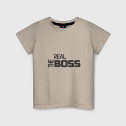 Футболка хлопковая детская The real Boss, цвет: миндальный