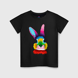 Футболка хлопковая детская Радужный кролик, цвет: черный