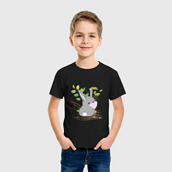 Футболка хлопковая детская Кролик смотрящий, цвет: черный — фото 2