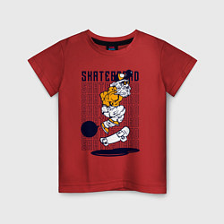 Футболка хлопковая детская Скейтбордист с бородой, цвет: красный