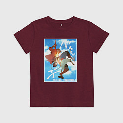 Футболка хлопковая детская Куматэцу и Рэн, цвет: меланж-бордовый
