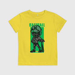 Футболка хлопковая детская Пёс бейсболист, цвет: желтый