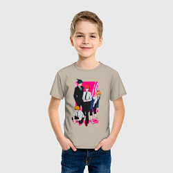 Футболка хлопковая детская Команда Макимы - Человек бензопила, цвет: миндальный — фото 2