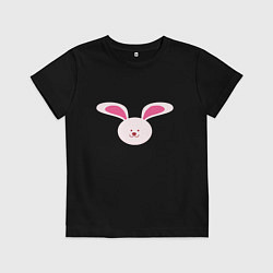 Футболка хлопковая детская Голова кролика, цвет: черный