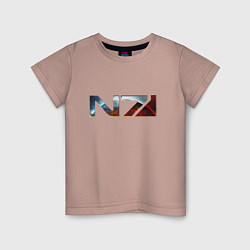 Футболка хлопковая детская Mass Effect N7 -Shooter, цвет: пыльно-розовый
