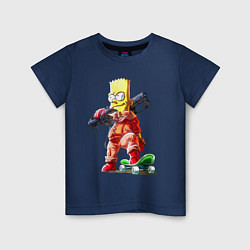 Детская футболка Крутой Барт Симпсон с оружием на плече и скейтборд