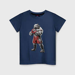 Футболка хлопковая детская Питбуль - Смешанные единоборства - MMA, цвет: тёмно-синий