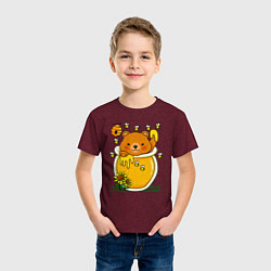 Футболка хлопковая детская Медвежонок в баночке меда, цвет: меланж-бордовый — фото 2