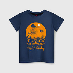 Футболка хлопковая детская Добро пожаловать на halloween night party, цвет: тёмно-синий