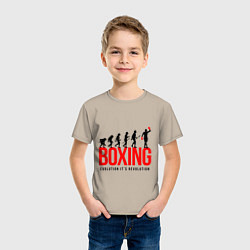 Футболка хлопковая детская Boxing evolution, цвет: миндальный — фото 2