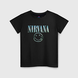 Футболка хлопковая детская Nirvana - смайлик, цвет: черный