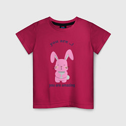 Футболка хлопковая детская Год розового кролика, цвет: маджента