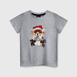 Футболка хлопковая детская Christmas smile foxy, цвет: меланж