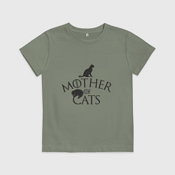 Футболка хлопковая детская Мать котов, цвет: авокадо