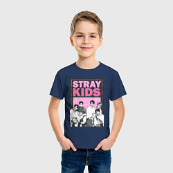 Футболка хлопковая детская Stray Kids boy band, цвет: тёмно-синий — фото 2