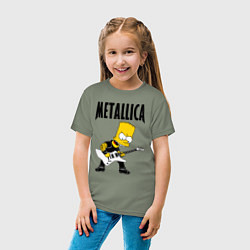 Футболка хлопковая детская Металлика Барт Симпсон, цвет: авокадо — фото 2