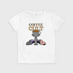 Футболка хлопковая детская Культ кофе, цвет: белый