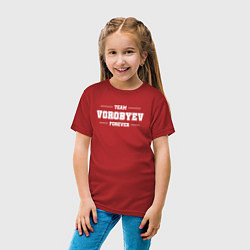 Футболка хлопковая детская Team Vorobyev forever - фамилия на латинице, цвет: красный — фото 2