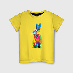 Футболка хлопковая детская Кролик в стиле поп-арт, цвет: желтый
