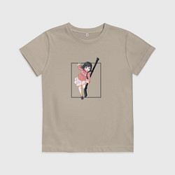 Футболка хлопковая детская Наоми Такаги - Пураоре гордость оранжевых, цвет: миндальный