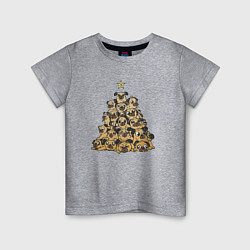 Детская футболка Новогодняя елка из мопсов