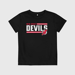 Футболка хлопковая детская Нью - Джерси Девилз нхл, цвет: черный