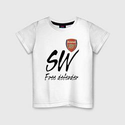 Футболка хлопковая детская Arsenal - sweeper - England - London, цвет: белый