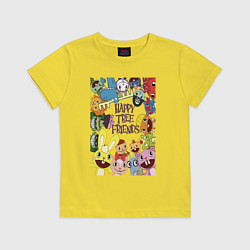 Футболка хлопковая детская Happy three friends - poster, цвет: желтый