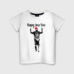 Футболка хлопковая детская Лионель Месси Happy New Year, цвет: белый