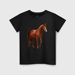 Футболка хлопковая детская Тракененская лошадь, цвет: черный