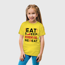 Футболка хлопковая детская Надпись: eat sleep Resident Evil repeat, цвет: желтый — фото 2