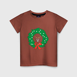 Детская футболка Рождественский венок с оленем