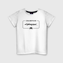 Футболка хлопковая детская Cyberpunk 2077 gaming champion: рамка с лого и джо, цвет: белый