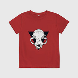 Футболка хлопковая детская Кошачий череп, цвет: красный