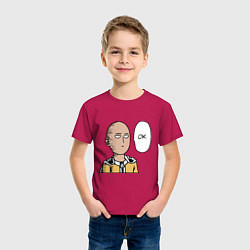 Футболка хлопковая детская Saitama - OK, цвет: маджента — фото 2