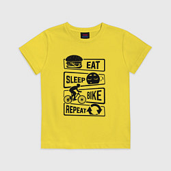 Футболка хлопковая детская Eat sleep bike repeat art, цвет: желтый