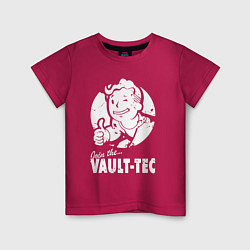 Футболка хлопковая детская Vault boy - join the vault tec, цвет: маджента