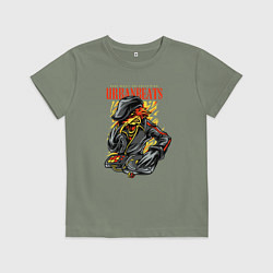 Футболка хлопковая детская Птица диджей - городские ритмы, цвет: авокадо