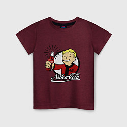 Футболка хлопковая детская Vault boy - nuka cola, цвет: меланж-бордовый